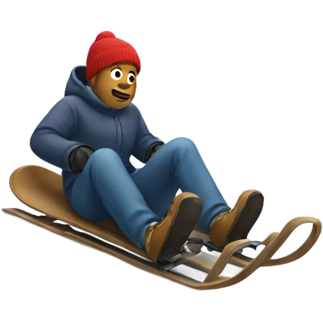 Someone sledding down a hill emoji