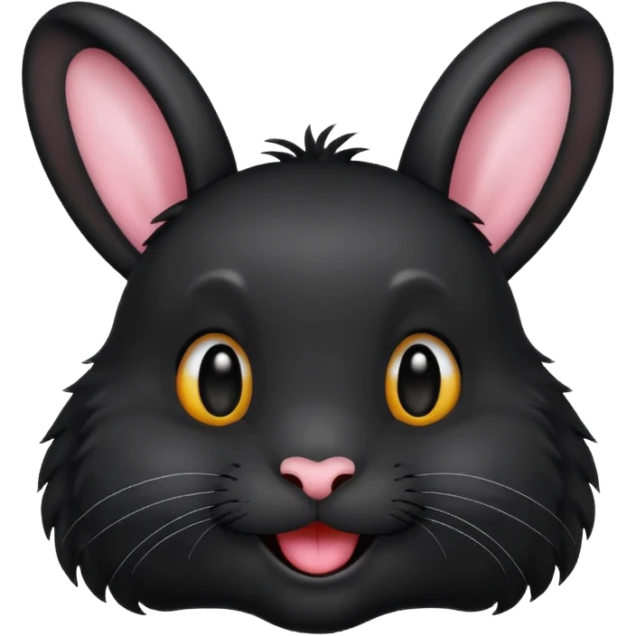 emoji d'une tête de lapin noire qui dit bonjour emoji