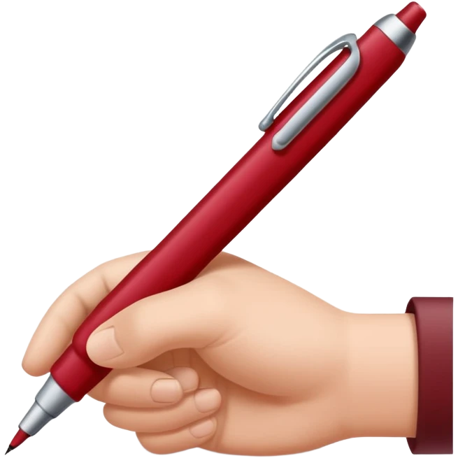 the hand writes with a dark red pen emoji