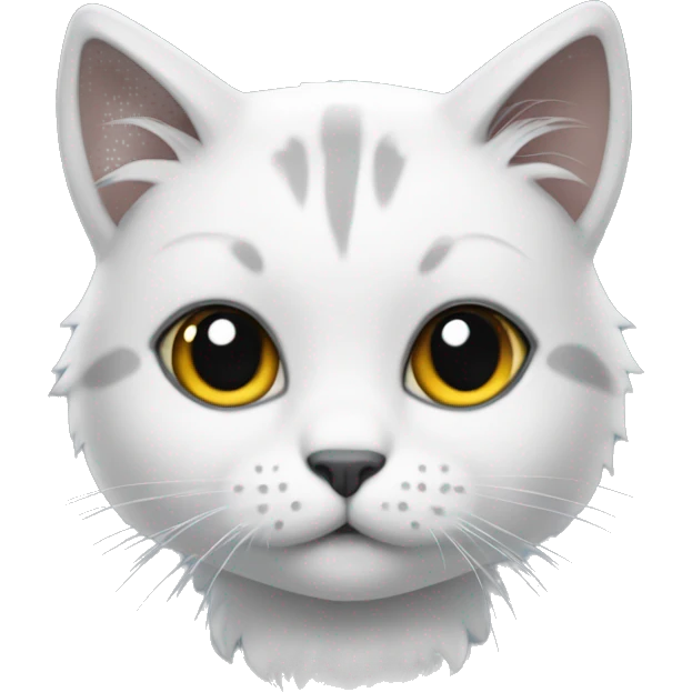 small cat with white fur and grey colored bangs emoji