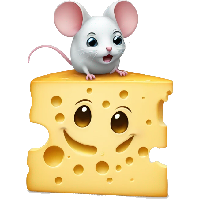 A very large block of cheese, next to it is a tiny mouse crying happy tears emoji