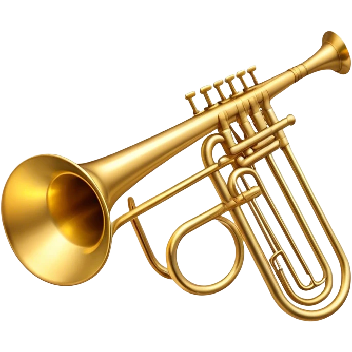 Cinematic Realistic Trombone, sleek brass slide extending dynamically, subtle scratches adding authenticity, warm golden reflections bouncing off the metal, glowing with a bold and resonant musical energy. emoji