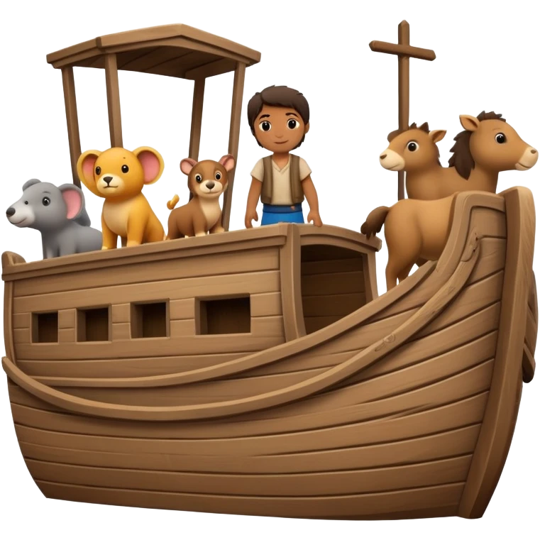 Noah with animals boarding a large wooden ark emoji