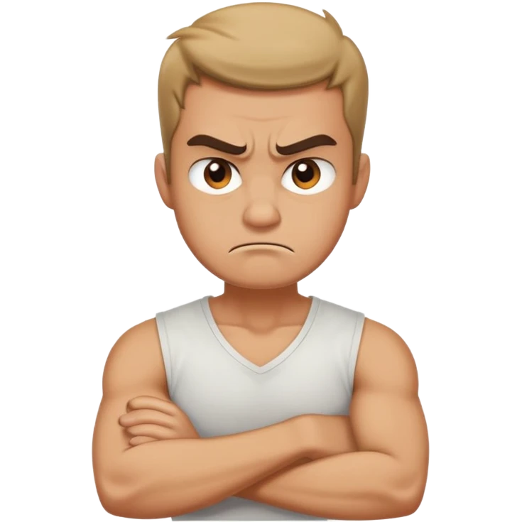 Arms crossed holding neck angry guy emoji
