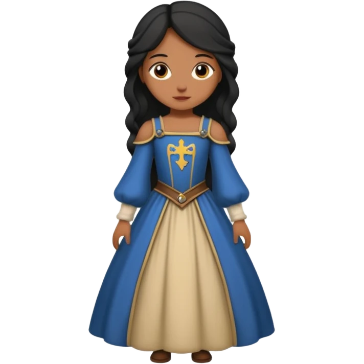 Crea a una chica de pelo corto color negro con vestido medieval emoji
