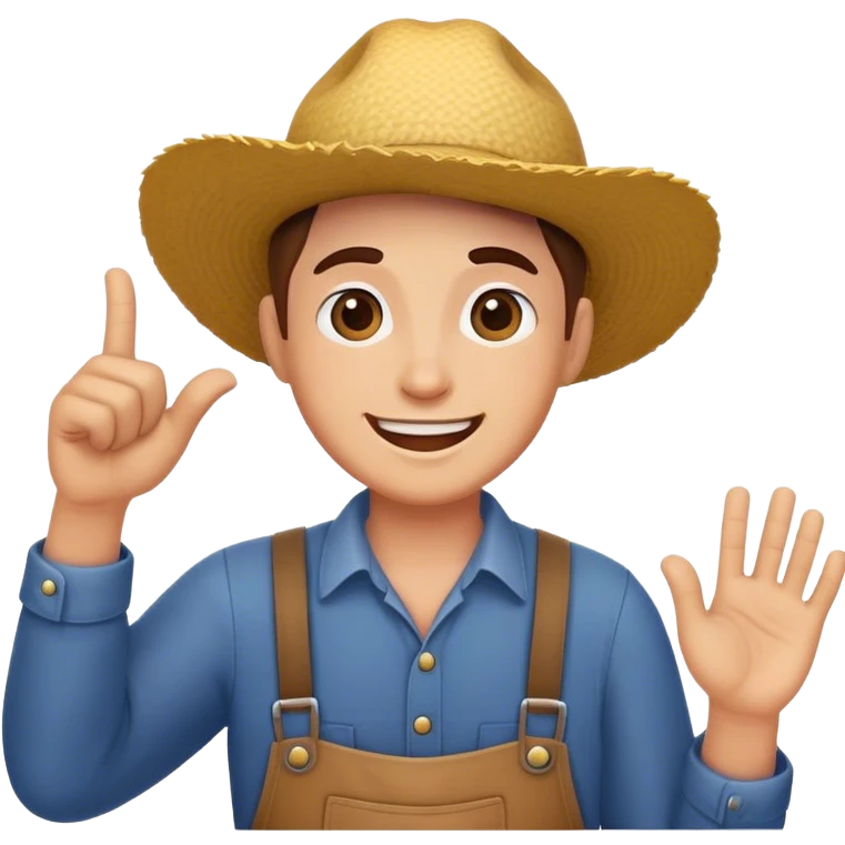 Farmer with hand up happy emoji
