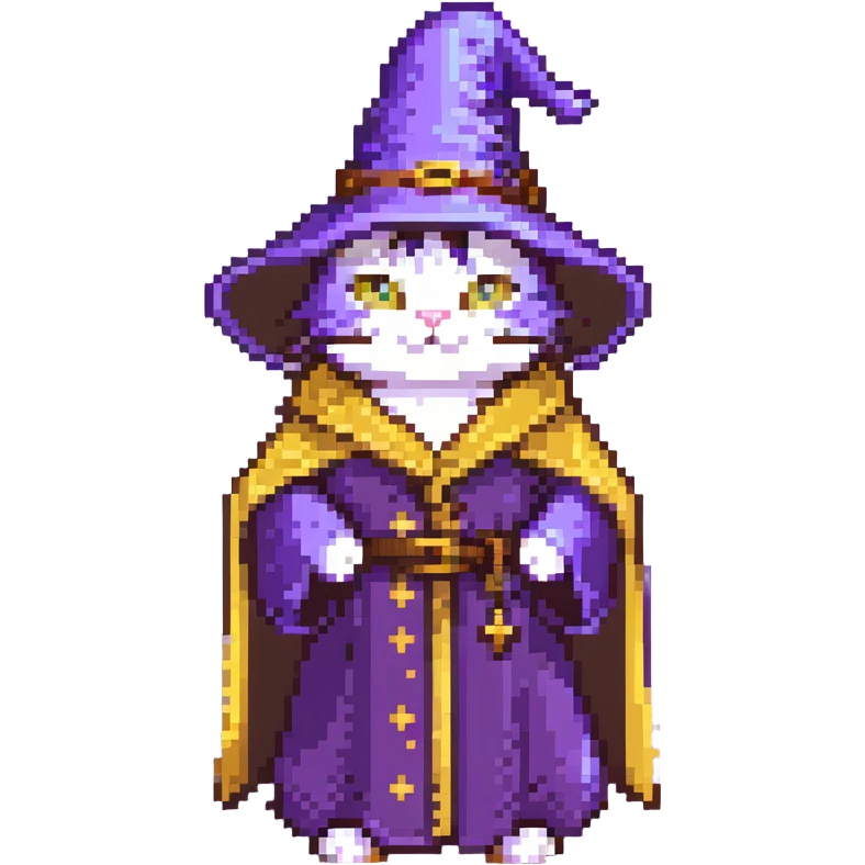 purple cat as a wizard in a fantasy setting emoji