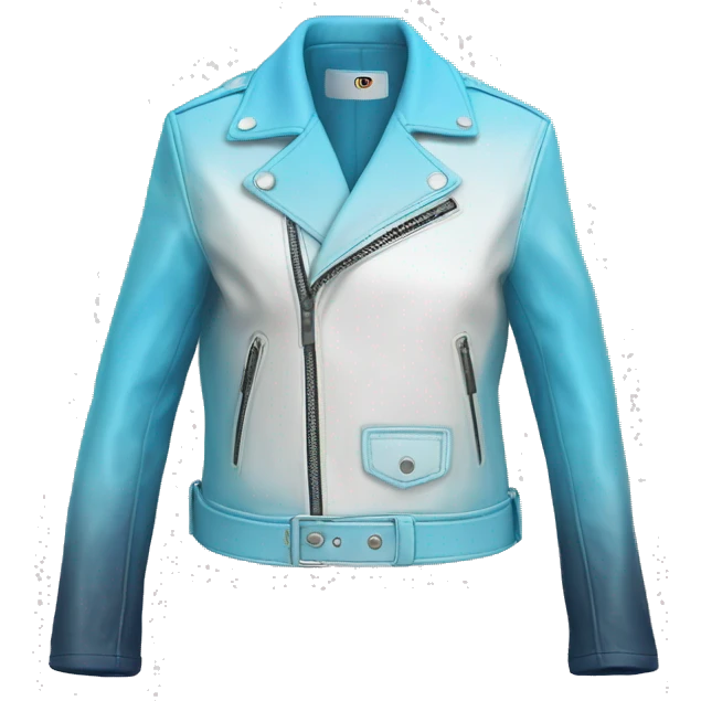 Realistic side view of a sky blue to white ombre fashion leather jacket. emoji
