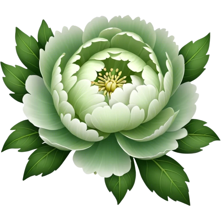 Green and white peony's  emoji