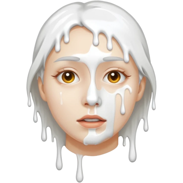 White paint dripping from face emoji