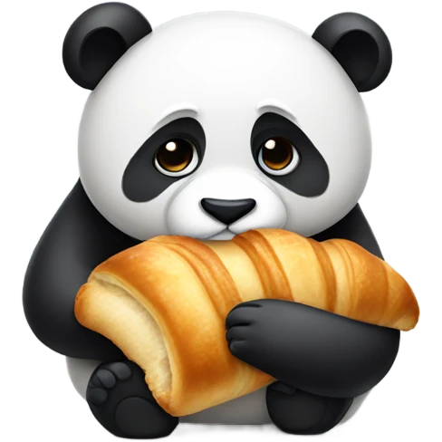 Sad panda eating croissant  emoji