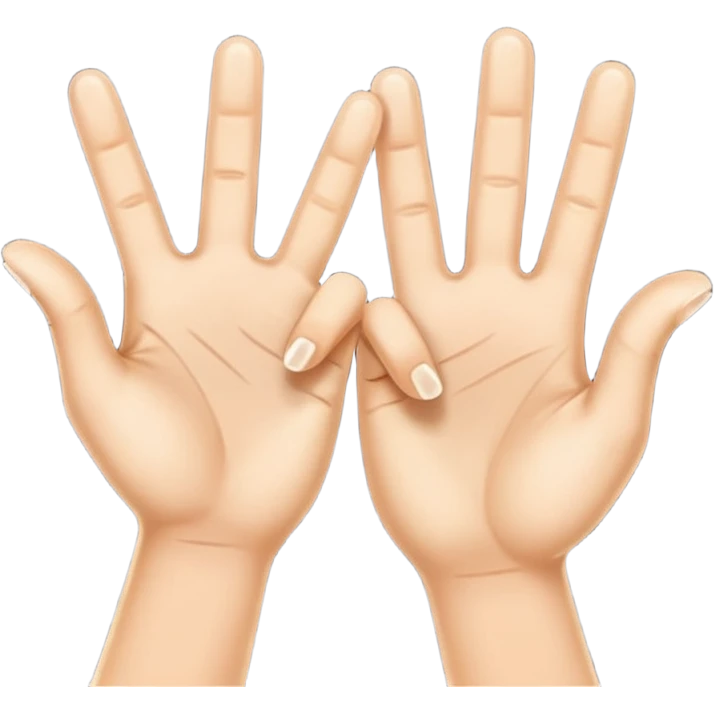 Two hands giving a "spirit fingers" or jazz-hands motion, maybe with little sparkles. emoji