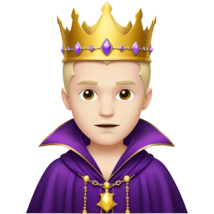 Vampire King, Young vampire king in purple robe, wearing a crown, confident smirk. emoji