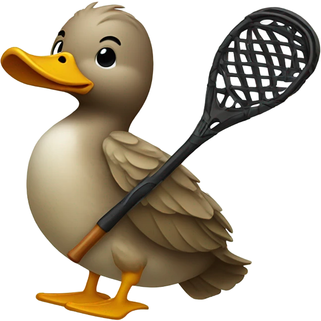 Duck with lacrosse stick emoji