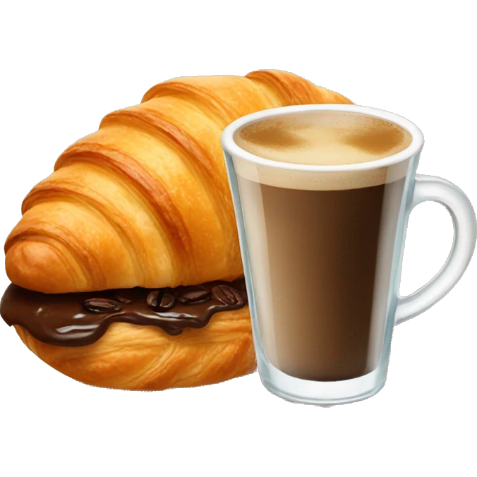 A glass of coffee with a croissant emoji