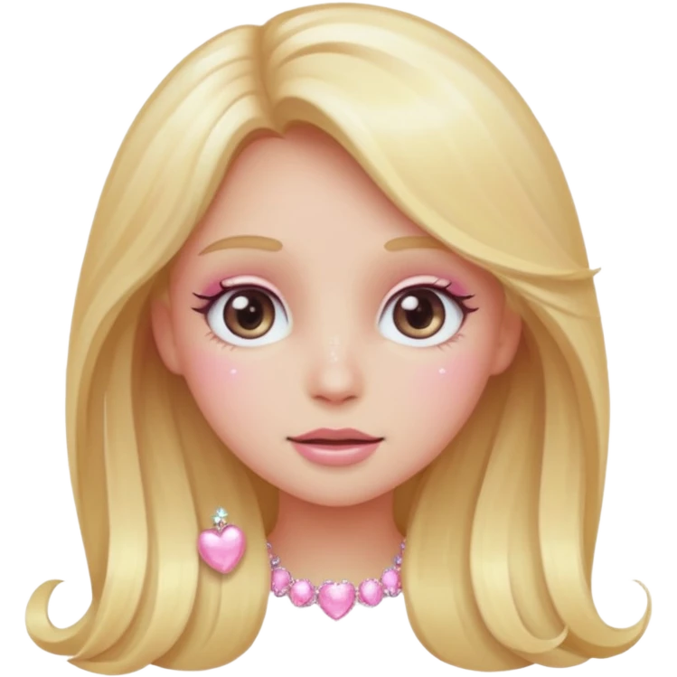 “Emoji girl, pastel pink blush, sparkly wide eyes, long blonde hair.” emoji
