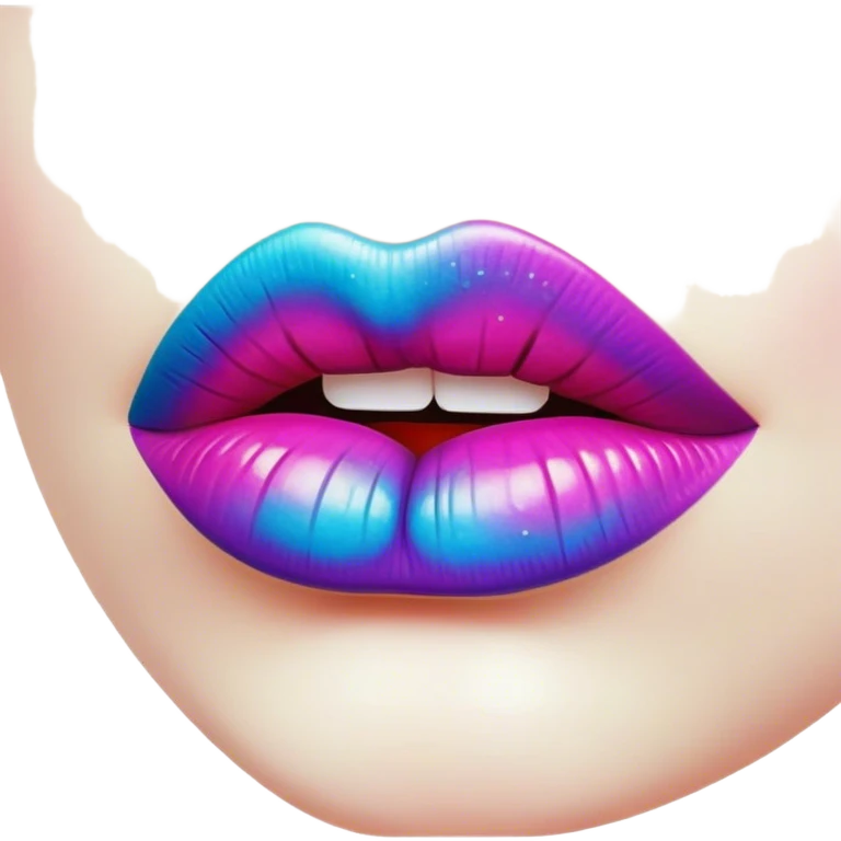 A psychedelic-colored lipstick kiss mark. emoji