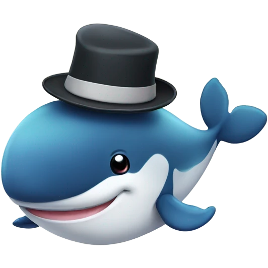 Cute whale with a hat emoji