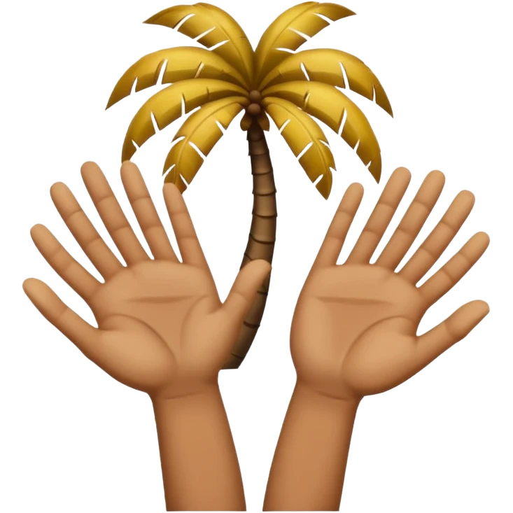 Two upward facing palms one a Little higher than the other. Over the one on the lest there is a 6 and over the one on the right there is a 7   emoji
