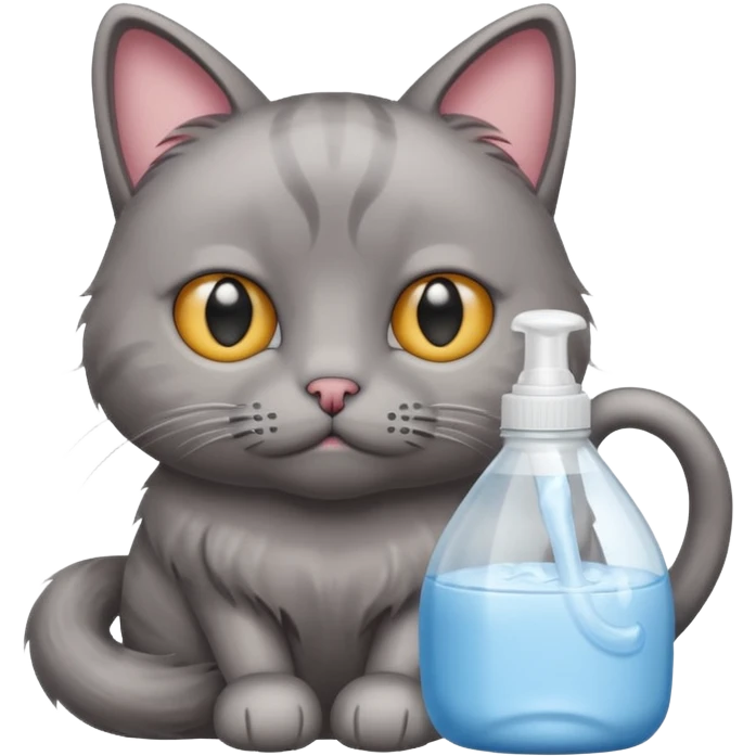 Sad cat with fabric softener bottle  emoji