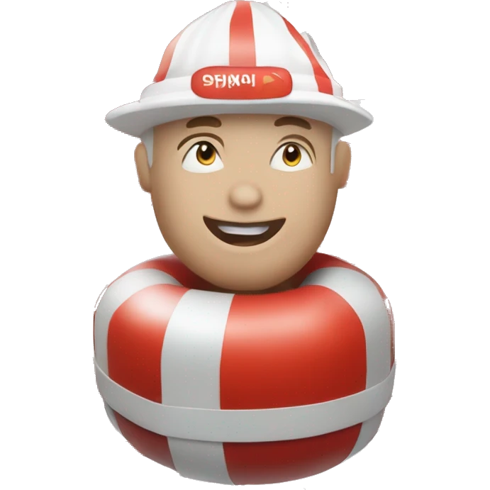 Red and white thick stripped life saver emoji
