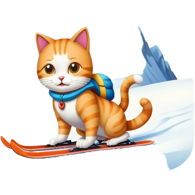 A CAT skiing down a mountain emoji