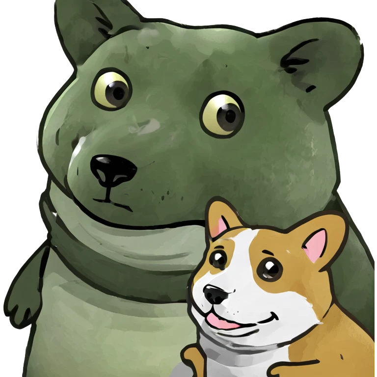 Panda hugging corgi emoji