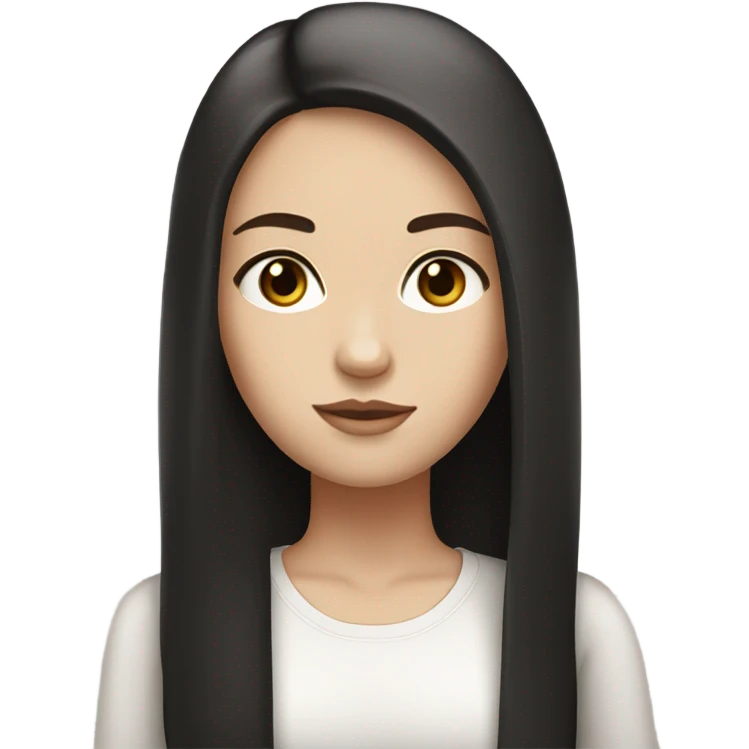 White girl with black long straight hair brown eyes emoji