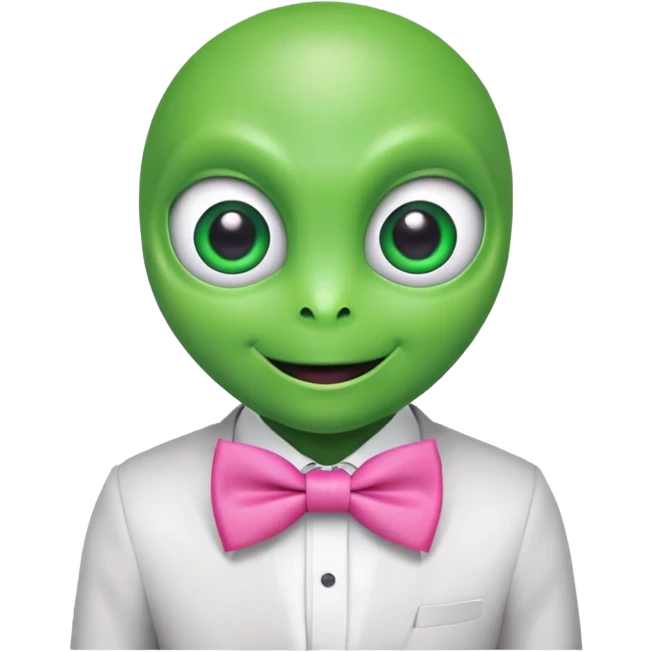 Alien with pink bowtie emoji