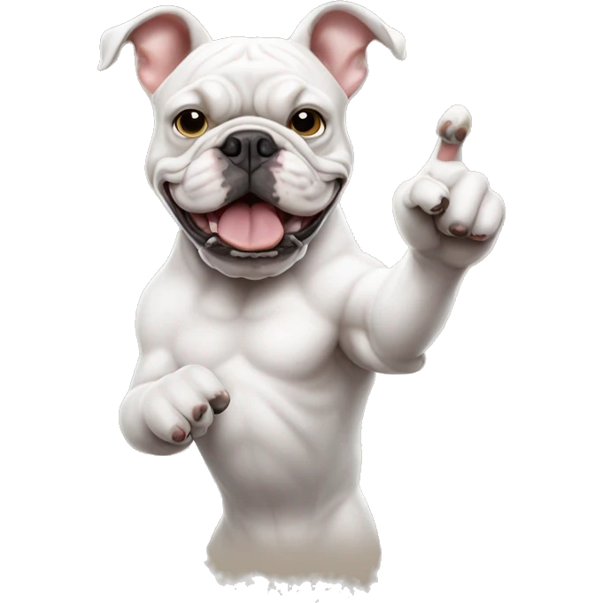 White bulldog with hang loose hand  emoji