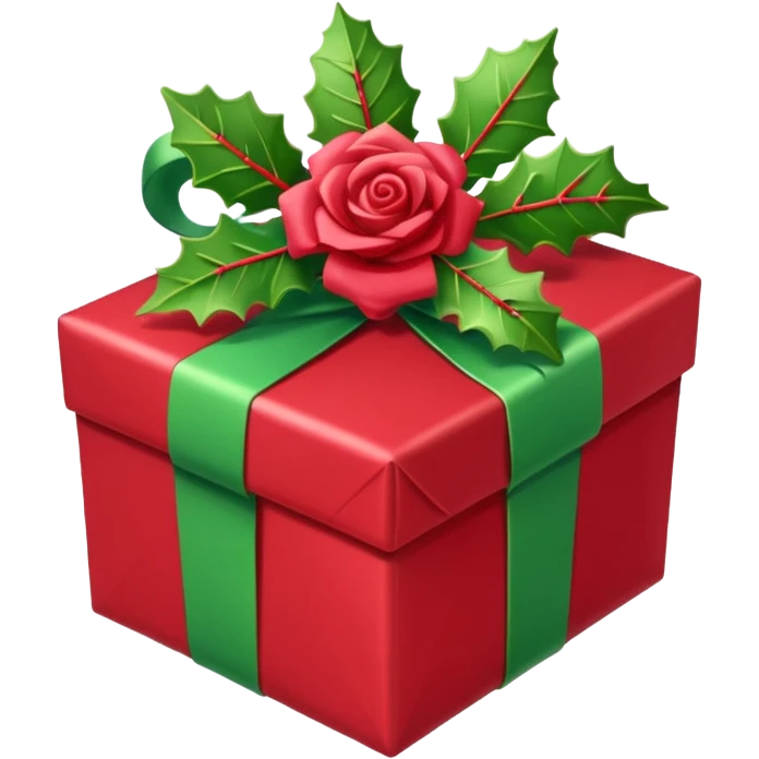 christmas gift with mistletoe magic color and peppermint rose color bow emoji
