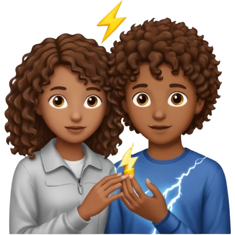 a 15 year old girl with brown curly hair but she has lightnings in it with a brown haired boy who gave her a promise ring emoji