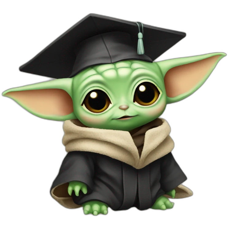 baby yoda with a mortarboard emoji