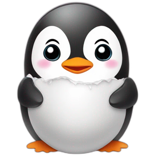 cute baby penguin hatching with egg emoji