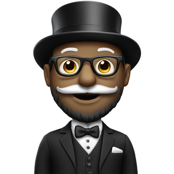 mr monopoly black ethnic with beard and glasses emoji
