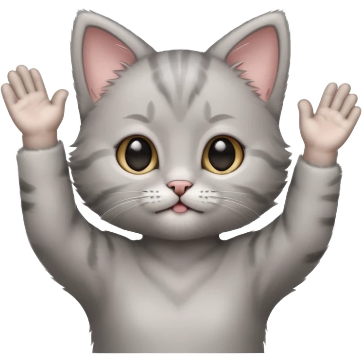 Gray baby girl kitten standing with arms up  emoji