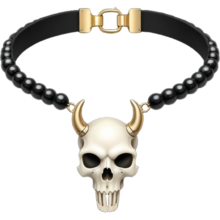 Black beaded choker with animal skull emoji