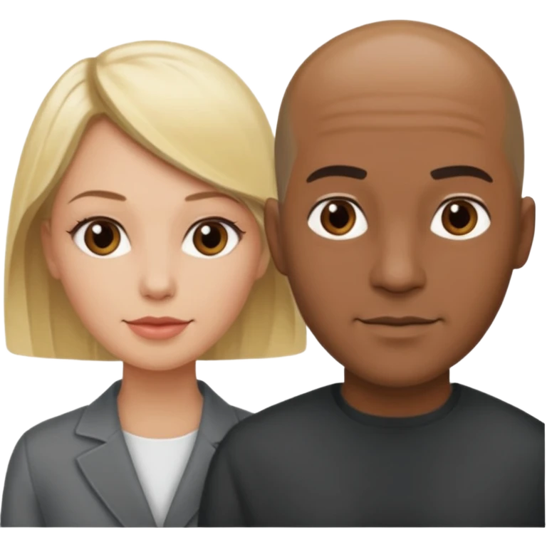 One woman medium length blond highlights hair
One man medium dark skin no hair emoji