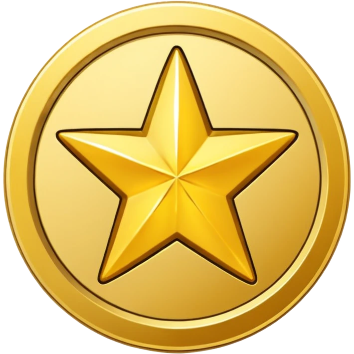 Gold star coin emoji in a circle emoji