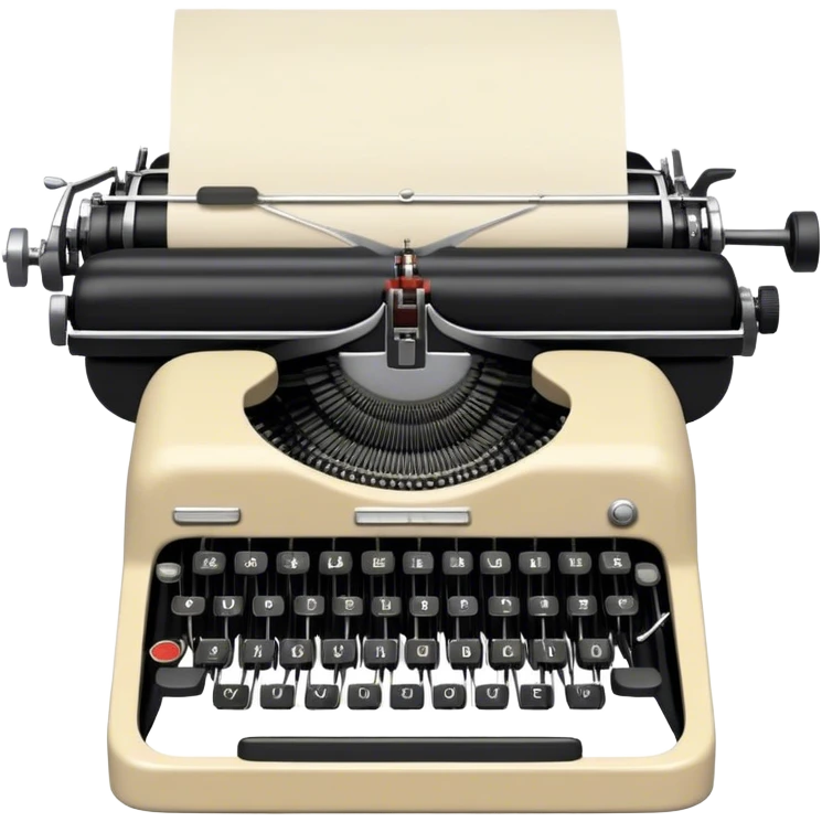 Create an emoji representing screenwriting. The design should feature an open script with visible dialogue and action lines, symbolizing the writing of a screenplay. Include a classic typewriter or a modern writing device, such as a laptop, to signify the process of creating a script. Optionally, add elements like a film reel or director's chair to emphasize the cinematic aspect of screenwriting. Use a professional color palette with black, white, and subtle metallic tones. Do not include any emojis or smiley faces. Make the background transparent. emoji