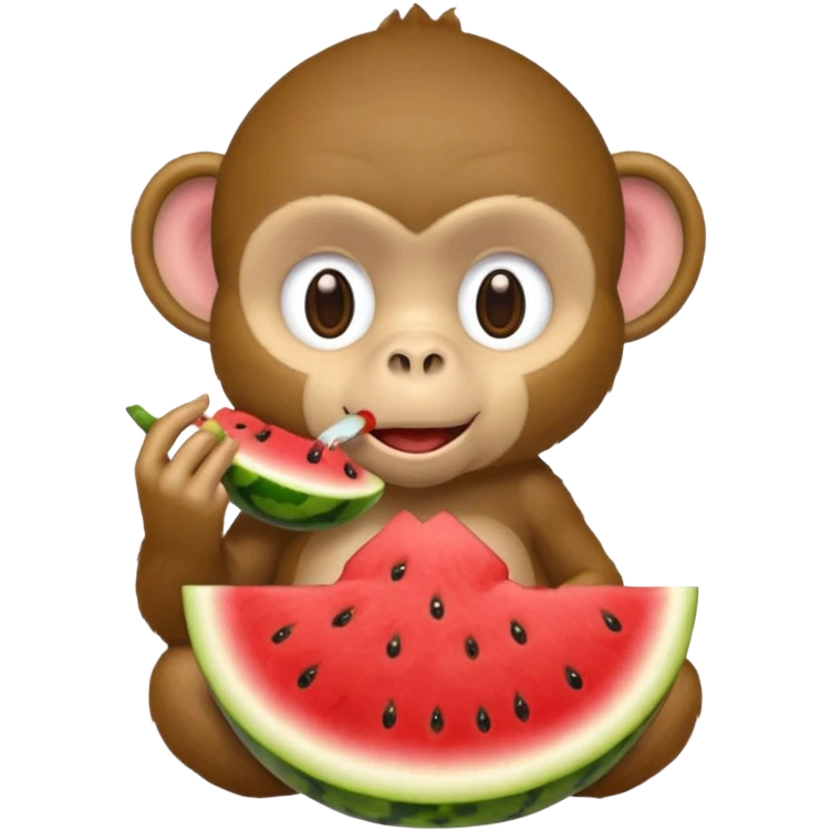 A monkey eating watermelon and chicken  emoji