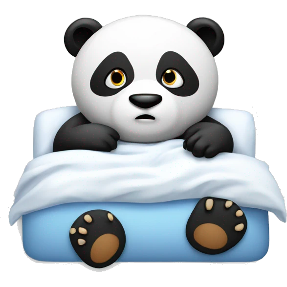 Panda with fever laying in bed being ill emoji
