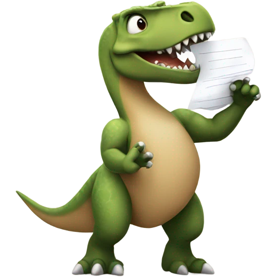 dinosaur with papers emoji