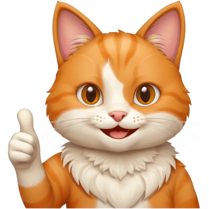 Cat smiling and giving thumbs up emoji