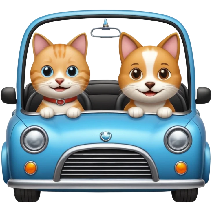 Cat and dog driving car emoji