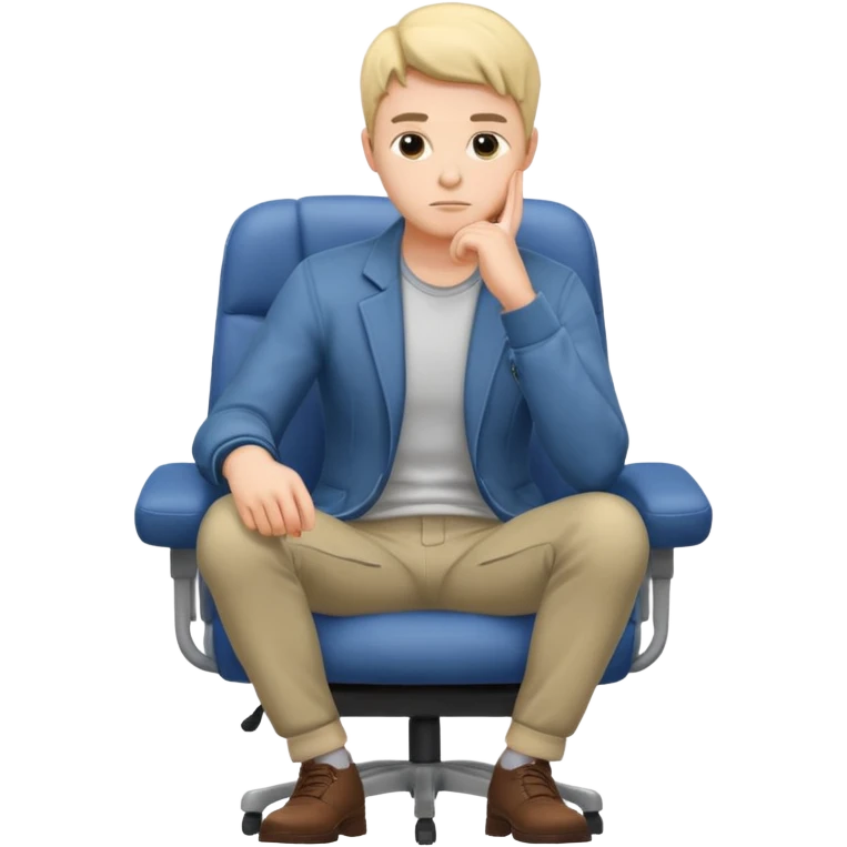 guy imitating thinker statue pose but with casual clothes and sitting in a office chair emoji