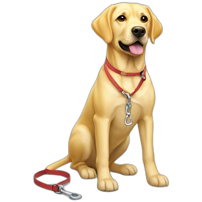 Yellow Dudley Labrador on a leash emoji