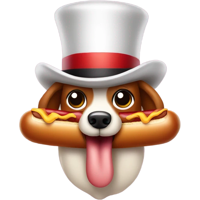 Cartoon wiener with a top hat emoji
