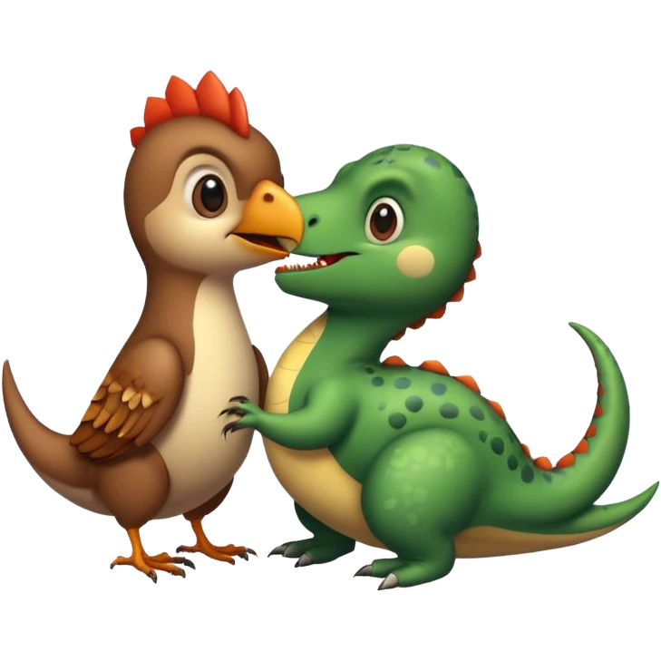 A sparrow makes love with a dinosaur  emoji