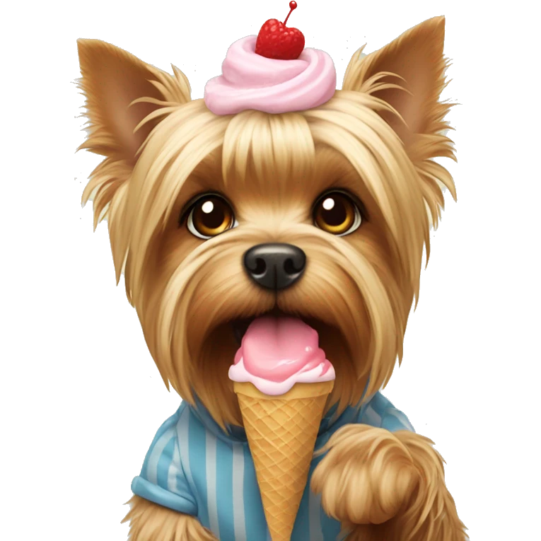 Yorkshire Terrier eating ice cream emoji